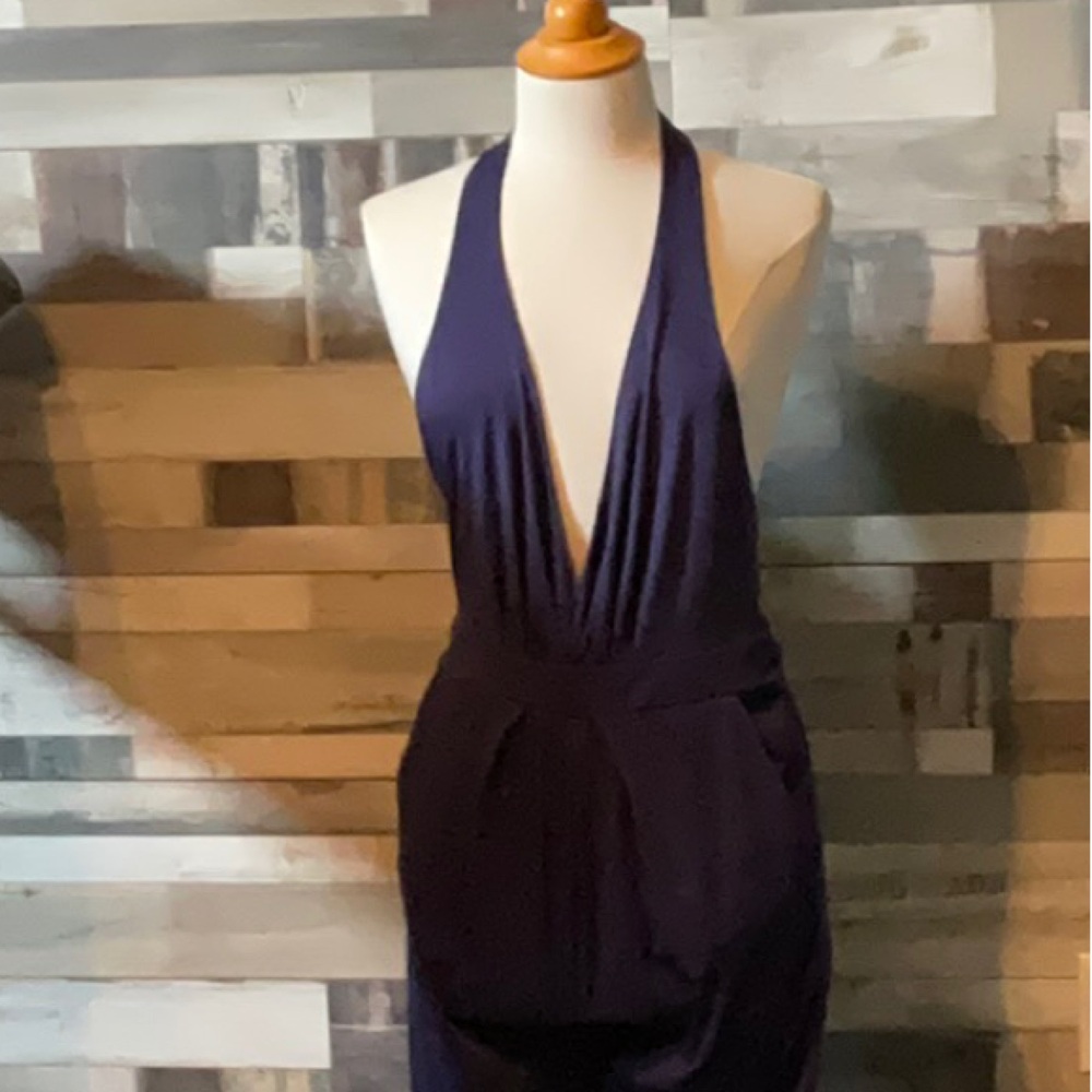 Source Unknown Blue Halter Bodycon Cocktail Dress